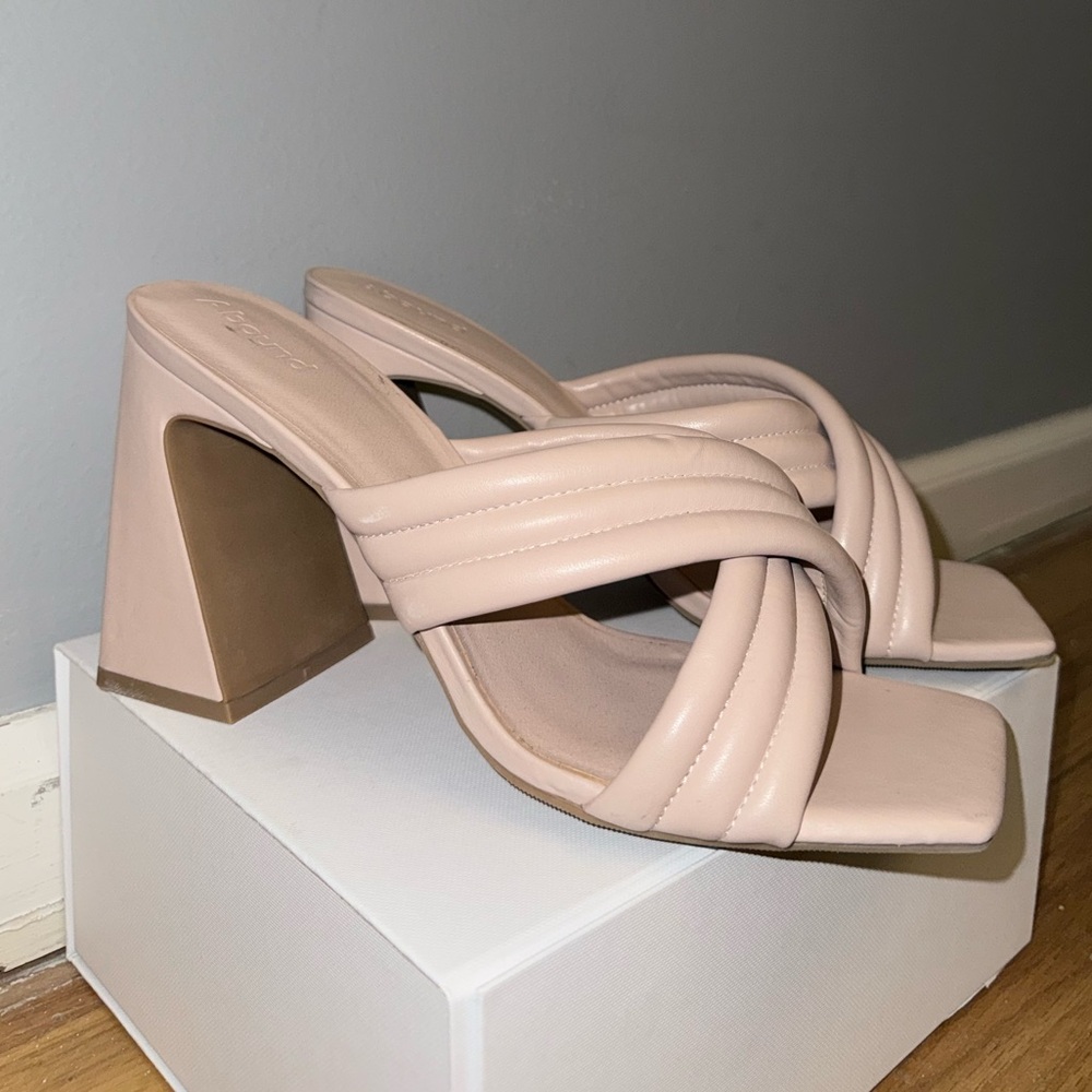 Abound Blush Crisscross Block Heel Mules